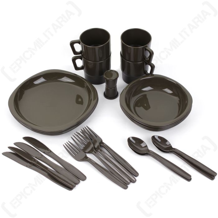 26 Piece Camping Dinner Set - Olive Drab Main
