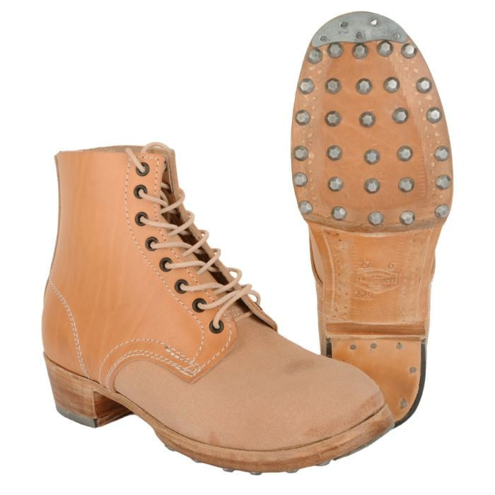 This view shows the WW2 German M43 Low Boots by Fredericci - Imperfect.