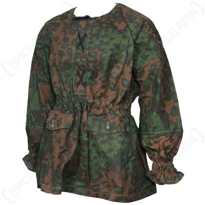 This view shows the front of the WW2 German Oakleaf Reversible Smock
