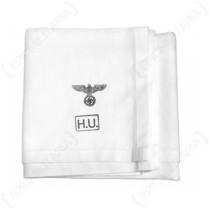 This view shows the front of the WW2 German Army Stamped Hand Towel
