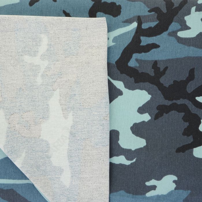 Close up of blue US Army Camo fabric