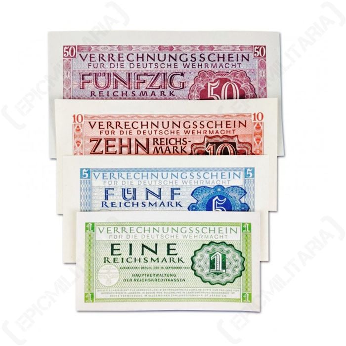 Selection of Reichsmark notes of different denominations