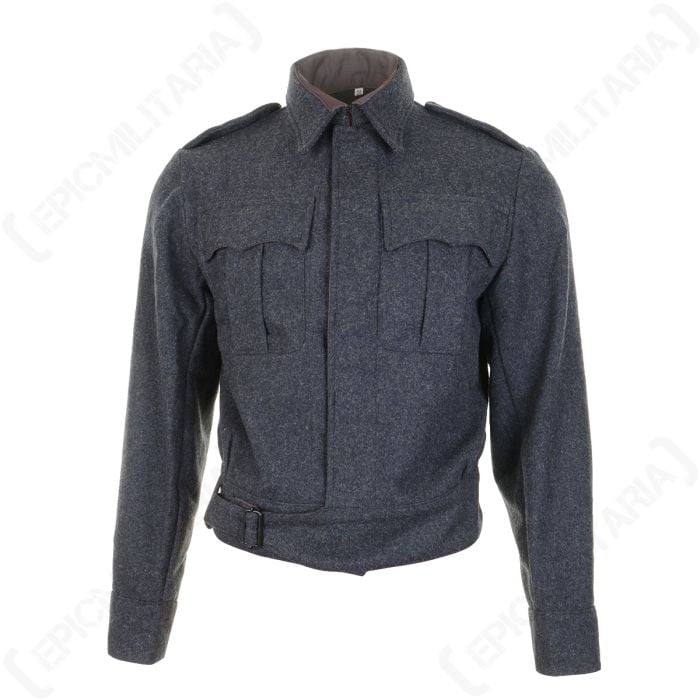 This view shows the front of the WW2 British RAF Battledress Tunic