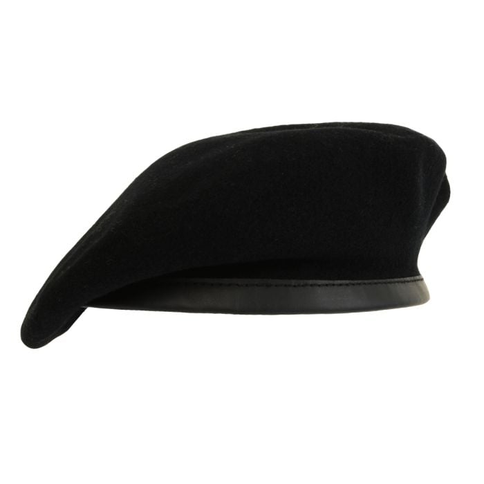 This view shows the front of the British WW2 Beret - Black.

