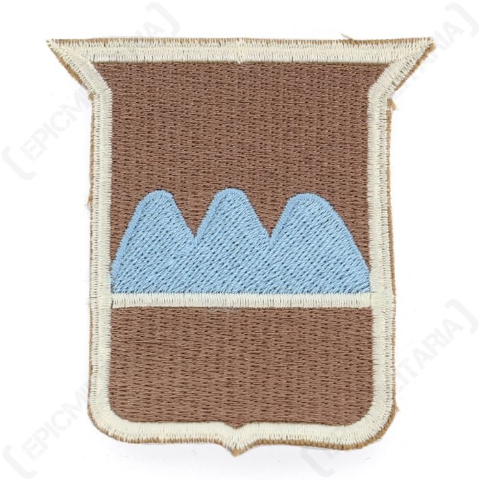 Brown and white embroidered insignia with blue detailing - 80th Division Badge/Patch Main