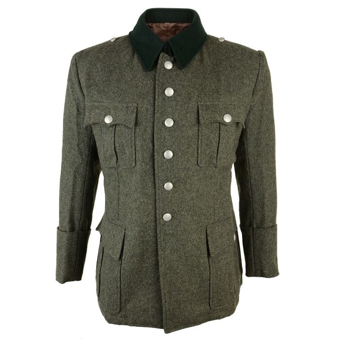 A premium WW2 German M36 Field Grey Officers Wool tunic. Front view.