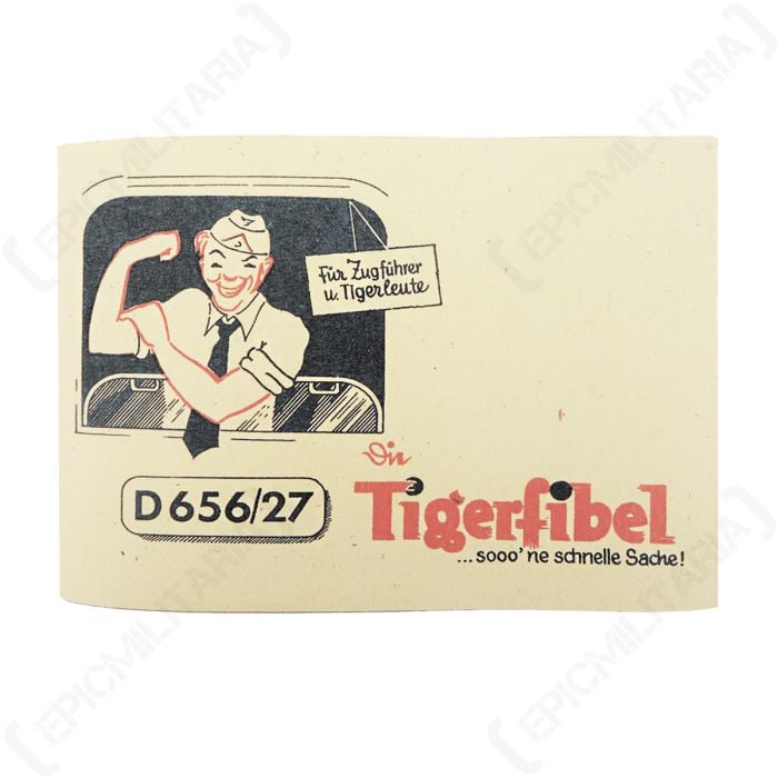 Front view of WW2 German Tigerfibel booklet depicting cartoon of soldier