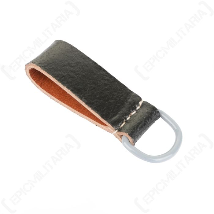 Reproduction Belt Loop in black leather with grey D-ring