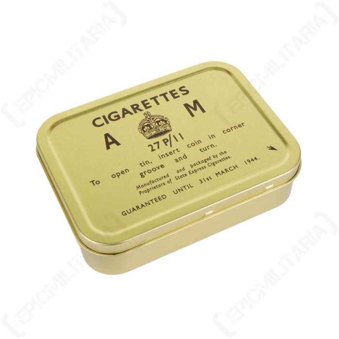 Top view of a WW2 British Cigarette AM Ration Tin.