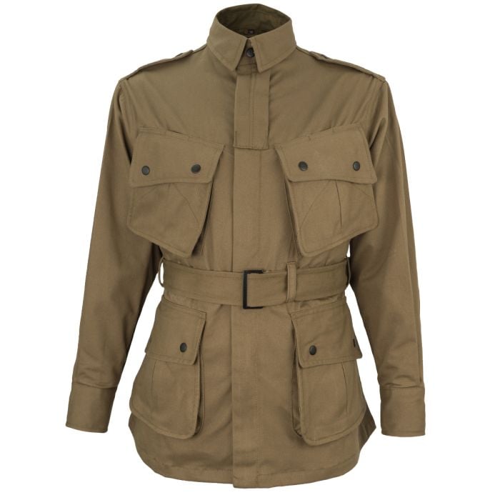 WW2 US Airborne M1942 Jump Suit Unreinforced Jacket main image with belt shut