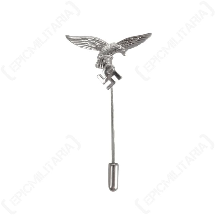 This view shows the front of the WW2 German Luftwaffe Eagle Pin Badge
