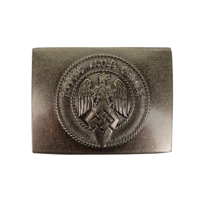 WW2 Hitler Youth Buckle - Antique front view showing the insignia emblazoned upon it.