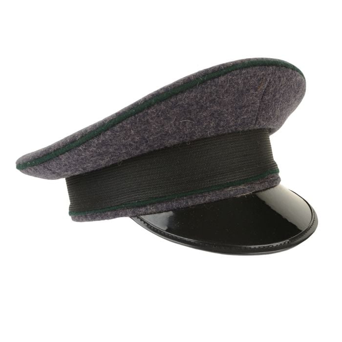 This view shows the Luftwaffe Officers Visor Cap - Dark Green Piping.