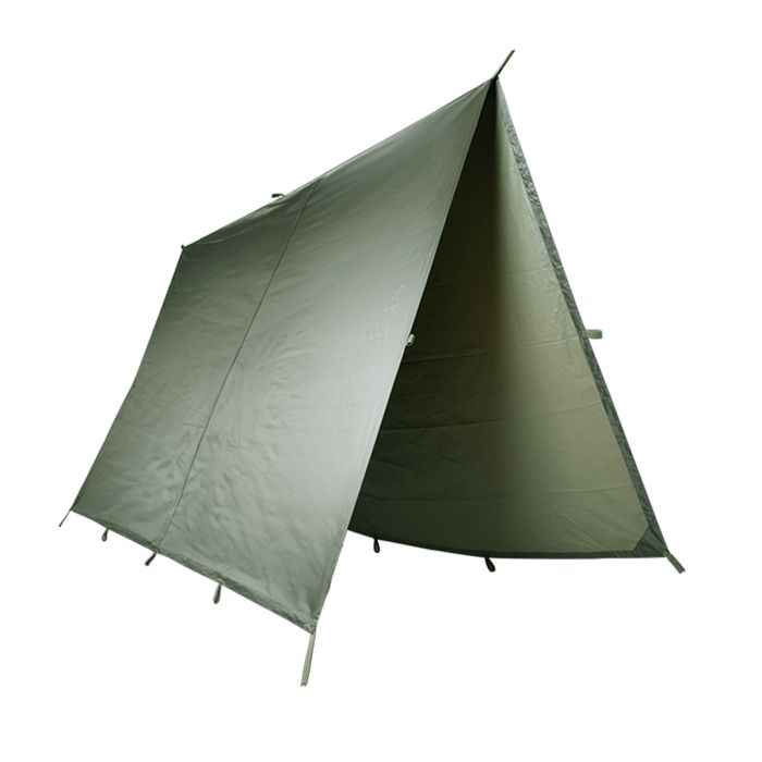 This view shows the tarp being used as a shelter.