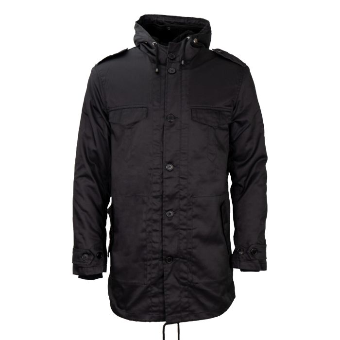This view shows the front of the Brandit BW Parka Forest - Black
