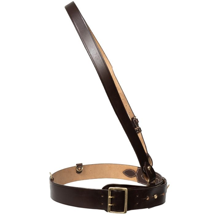 Front view of a WW2 Sam Browne Leather Belt - Dark Brown