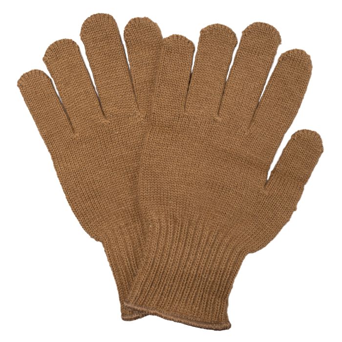 This view shows the WW2 British Wool Knit Gloves laid flat.