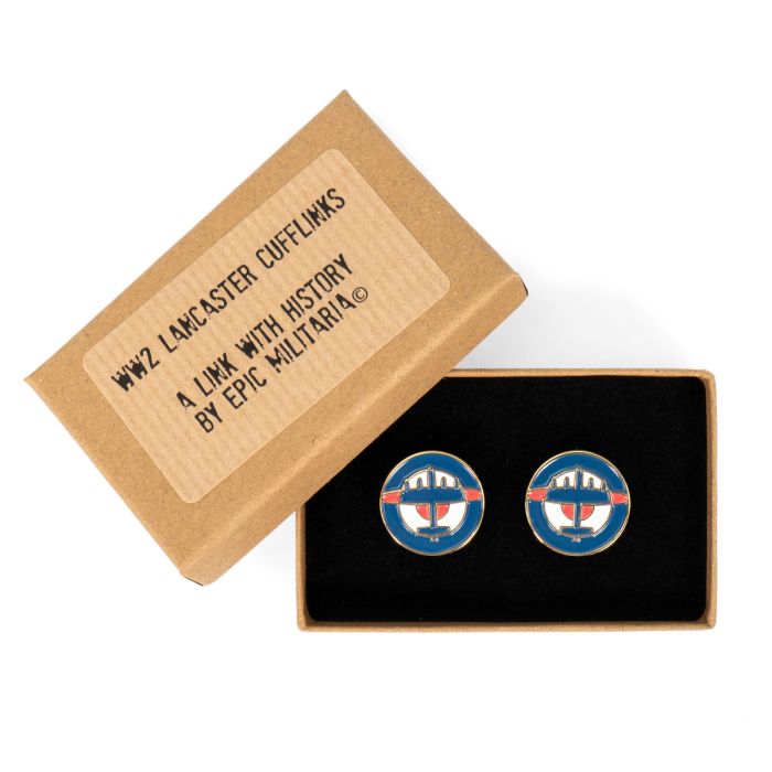 This view shows the front of the British WW2 Lancaster Cufflinks.