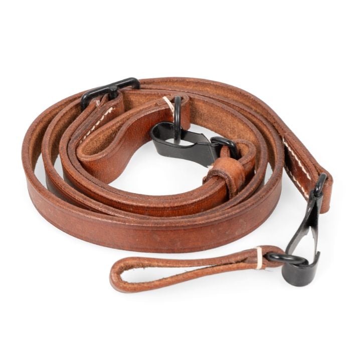 This view shows the front of the Brown Leather Cross Strap - Army
