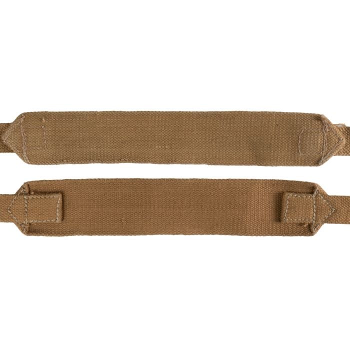 Close up of a pair of Original British Army 37 Pattern Webbing Straps - 120cm.