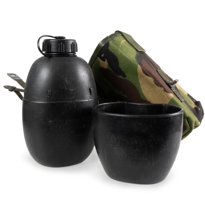 This view shows the Original British Army Water Bottle with Pouch - DPM.
