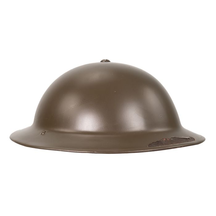 This view shows the front of the Original British MKII Rimless Brodie Helmet.