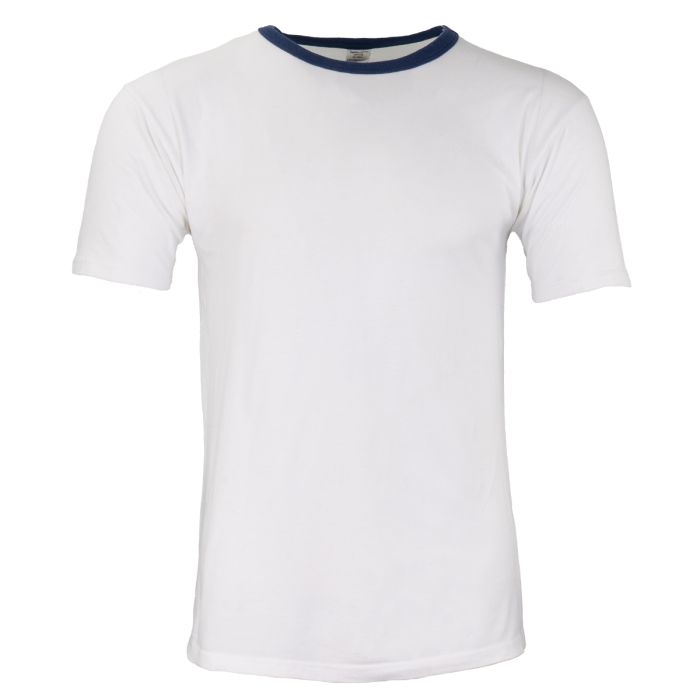 The image shows the front of an Original BW German Army T-shirt with a blue collar edge.