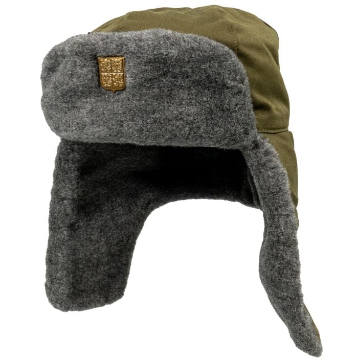 This view shows the front of the Original Czech Army Ushanka Wool Hat.