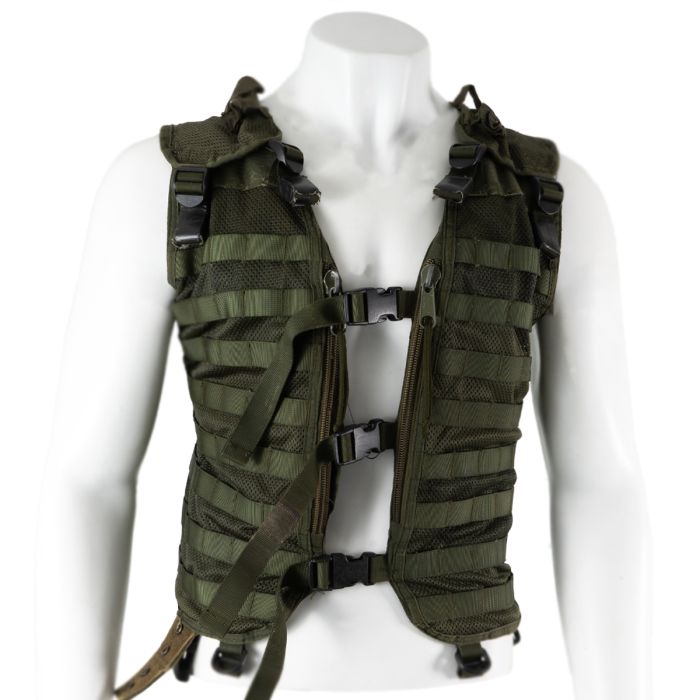 This view shows the front of the Original Dutch Army Molle Vest - Olive.