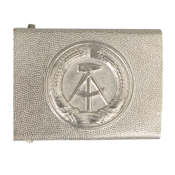 This view shows the front of the Original East German NVA DDR Belt Buckle Like New.