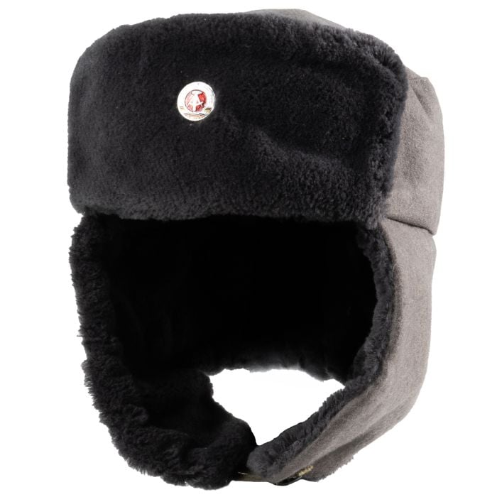 This view shows the front of the Original East German NVA Ushanka with Cockade - Grey.