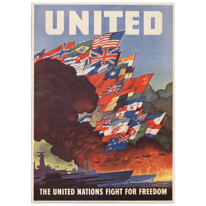 This view shows the front of the United Nations - Allied WW2 Poster.
