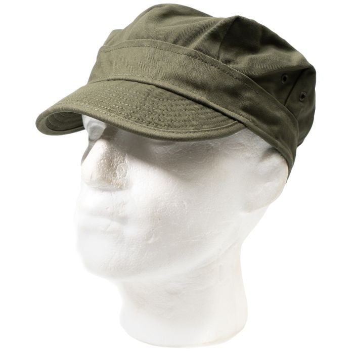 This view shows the front of the US WW2 2nd Pattern OD7 HBT Cap.