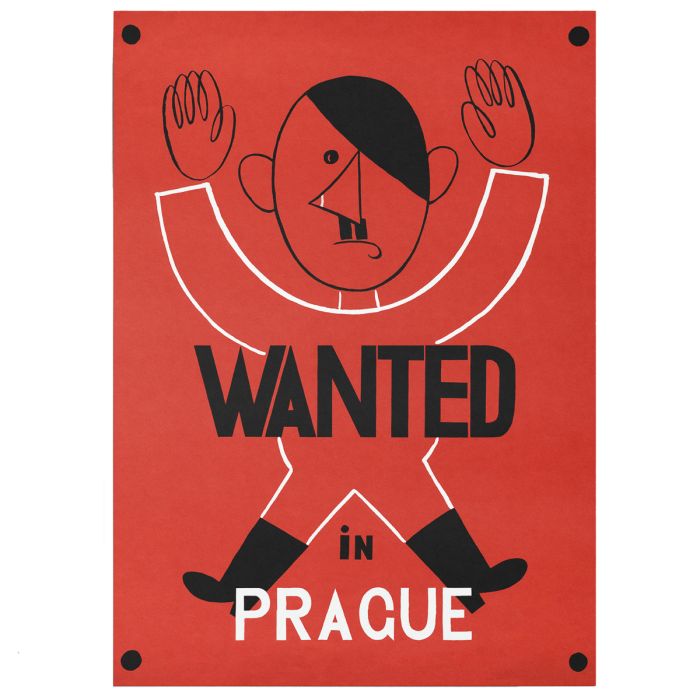 This view shows the front of the "Wanted in Prague" - Allied WW2 Poster.