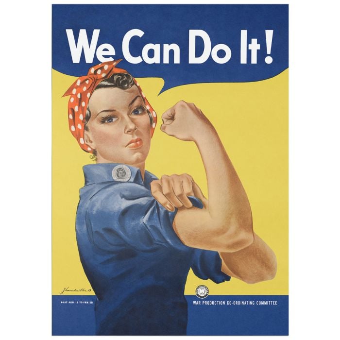 This view shows the front of the WW2 Rosie the Riveter "We Can Do It!" Framed Print.