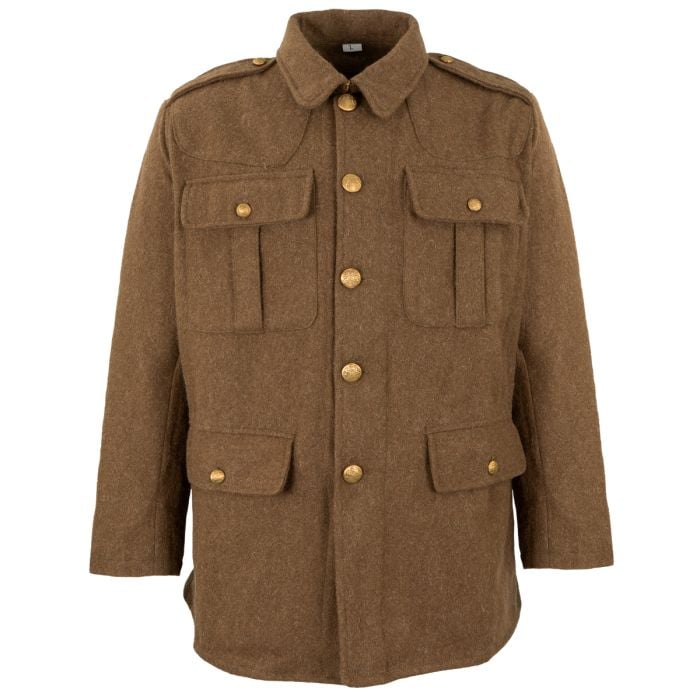 This view shows the front of the WW1 British uniform Tunic.