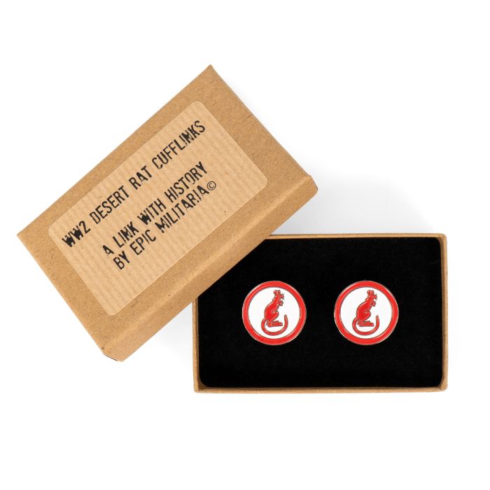 This view shows the front of the WW2 British Desert Rat Cufflinks.