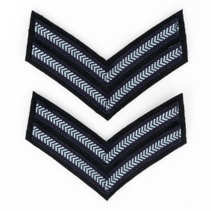 This view shows the front of the WW2 British RAF Rank Stripes - Corporal. 