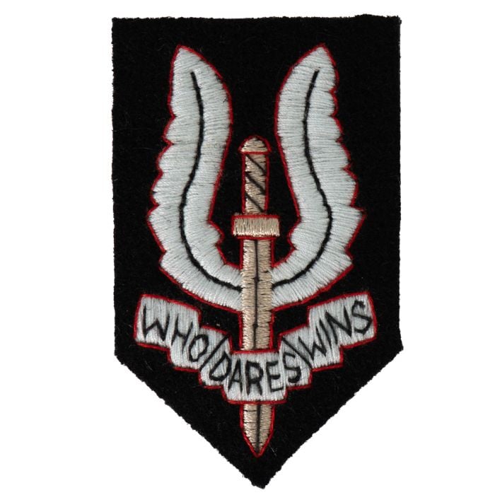 This view shows the front of the WW2 British SAS Cap Badge.