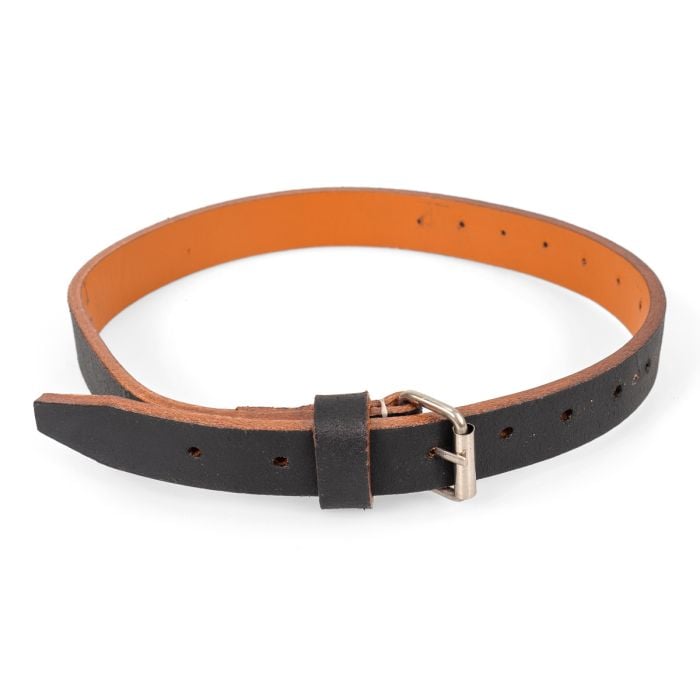 This view shows the front of the WW2 German Leather Equipment Strap - Silver Buckle.