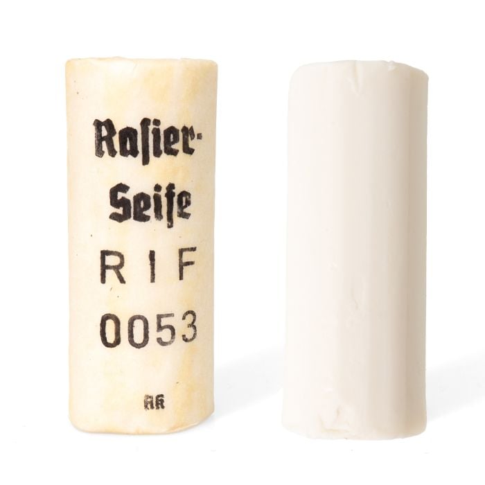 This view shows the front of the WW2 German Shaving Soap - Rasierseife.