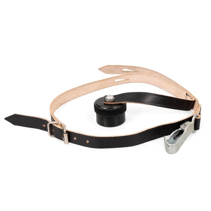 This view shows the complete WW2 German Water Bottle Leather Strap with Lid. 
