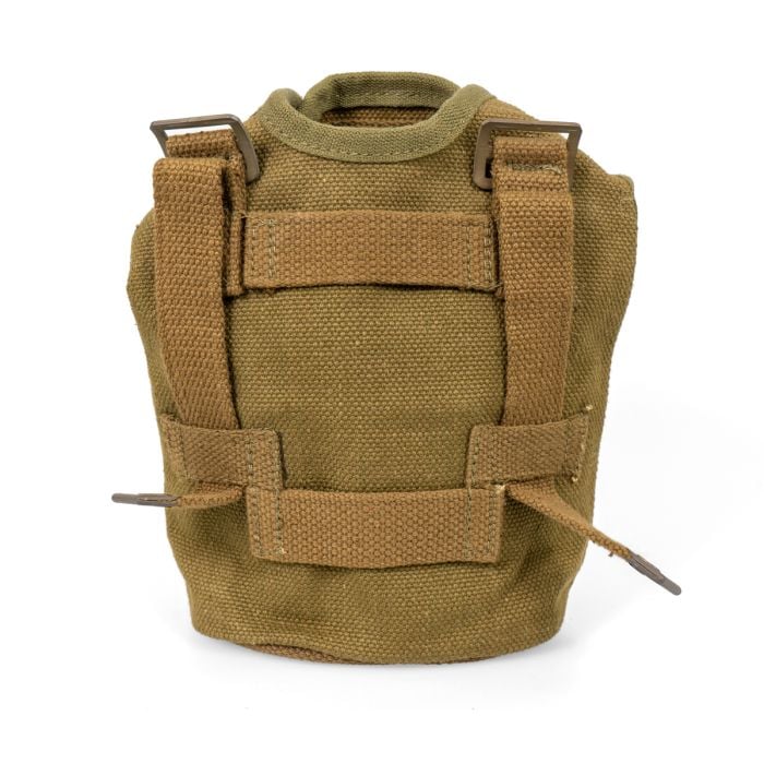 This view shows the front of the Original Danish M45 Army Canteen Pouch