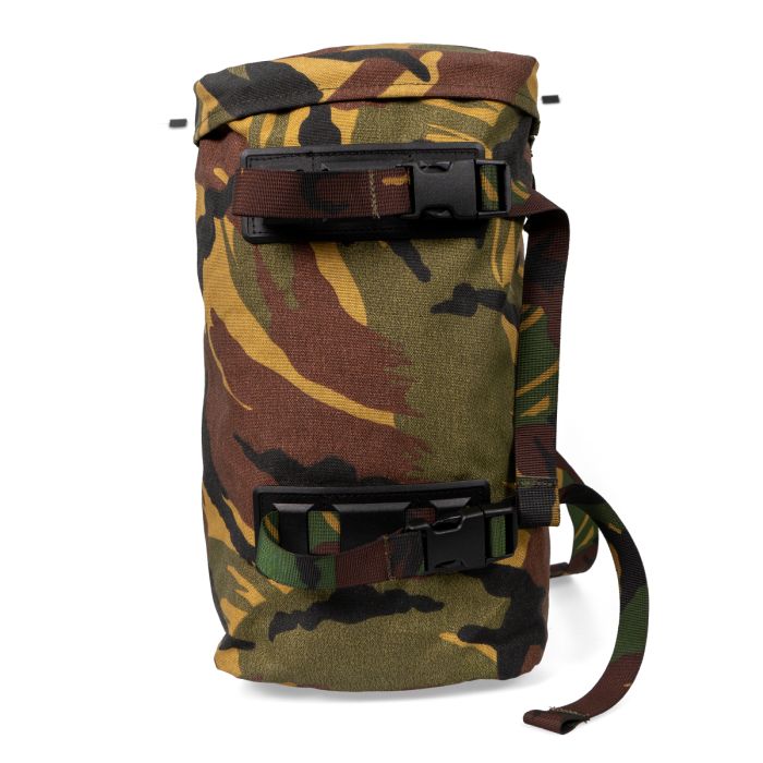 This view shows the front of the Original Dutch Army Day Pack / Side Pouch Single.
