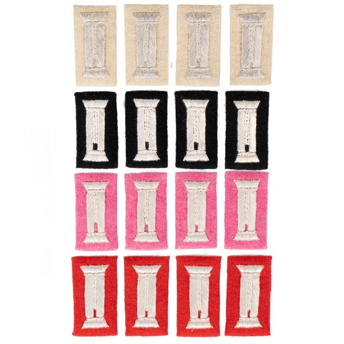 This view shows all variants of the WW2 German Officer Waffenrock Cuff Tabs - Sets of 4