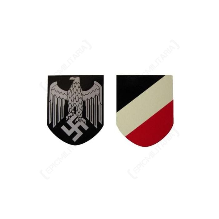 This view shows a view of the Army Helmet Decal Eagle and Shield