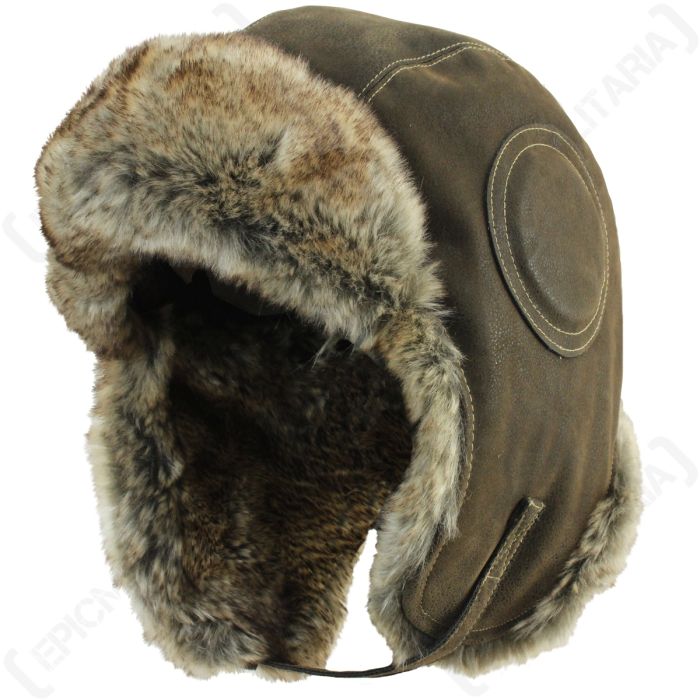Aviator Leather and Fur Ushanka Side