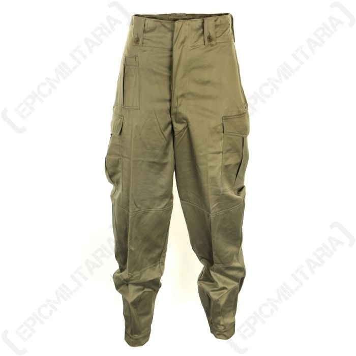 Front view of Belgian Olive Green BDU Trousers on a white background