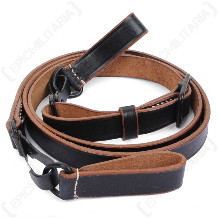 WW2 Black Leather Cross Strap  - Army