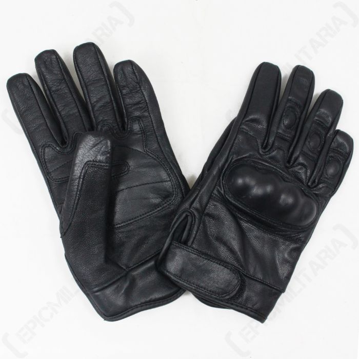 Black Tactical Leather Gloves